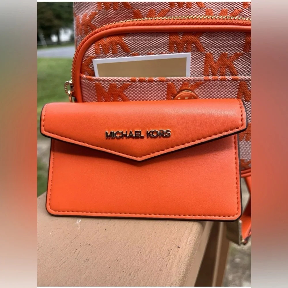 Michael Kors Orange Jacquard Mini Backpack Wallet 2-in-1 NWT - Picture 8 of 8